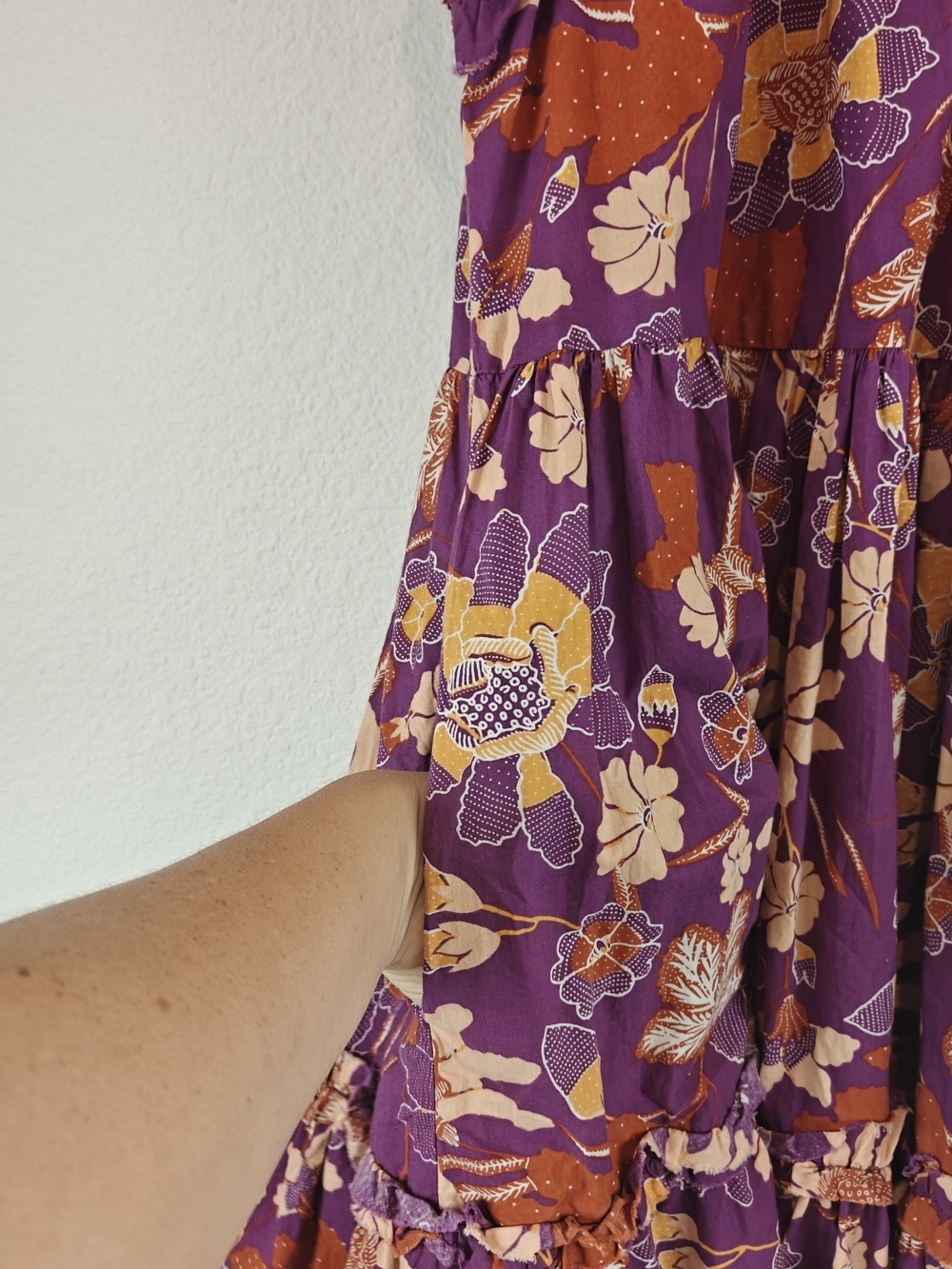 House of Harlow 1960 Romantic Floral Cotton Mini Dress Flutter Sleeve Pockets S - Picture 8 of 13
